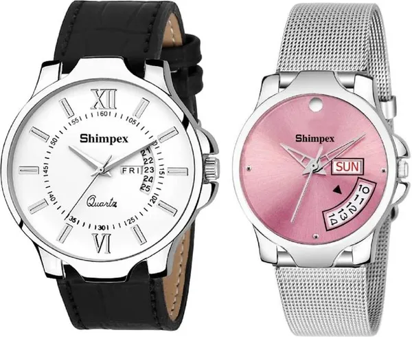 Premium_Watches_Pink_Metal_Couple_Waterproof_With_A_One_Year_Warranty_Day_And_Date_Analog