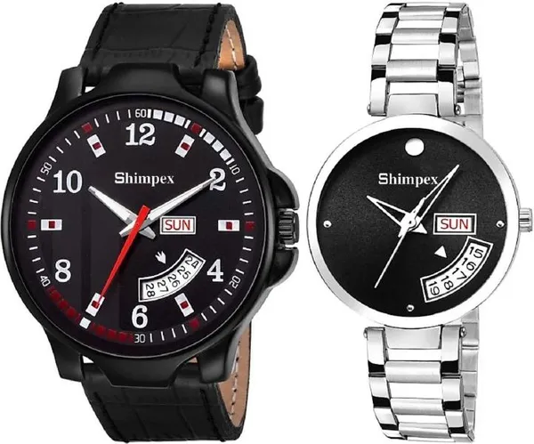 Premium_Watches_Black_Metal_Genuine_Leather_Couple_Waterproof_With_A_One_Year_Warranty_Day_And_Date_Analog