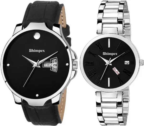 Premium_Watches_Black_Black_Metal_Genuine_Leather_Couple_Waterproof_With_A_One_Year_Warranty_Day_And_Date_Analog
