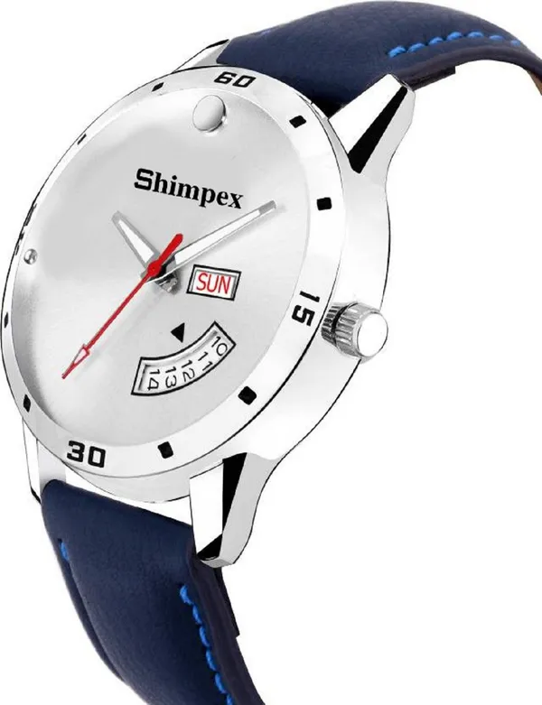Premium_Watches_White_Blue_Stainless_Steel_Genuine_Leather_Boys_&_Girls_Waterproof_With_A_One_Year_Warranty_Day_And_Date_Analog