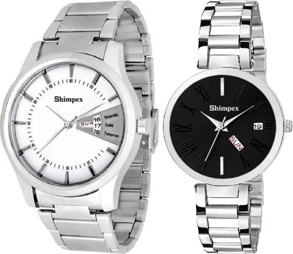 Premium_Watches_Black_White_Metal_Couple_Waterproof_With_A_One_Year_Warranty_Day_And_Date_Analog