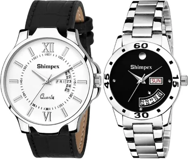 Premium_Watches_Black_White_Metal_Genuine_Leather_Couple_Waterproof_With_A_One_Year_Warranty_Day_And_Date_Analog