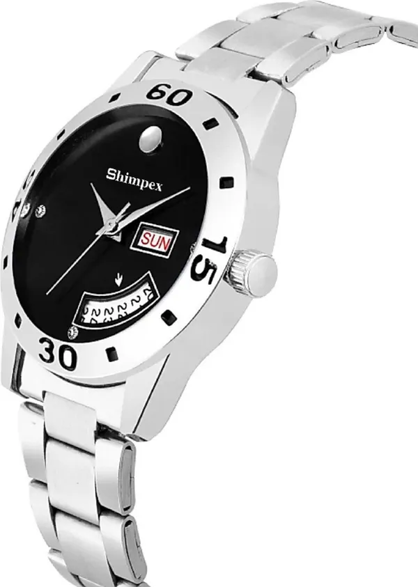 Premium_Watches_Black_Metal_Girls_Waterproof_With_A_One_Year_Warranty_Day_And_Date_Analog