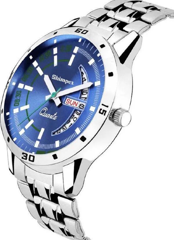 Premium_Watches_Blue_Stainless_Steel_Couple_Waterproof_With_A_One_Year_Warranty_Day_And_Date_Analog