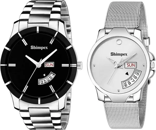 Premium_Watches_White_Metal_Couple_Waterproof_With_A_One_Year_Warranty_Day_And_Date_Analog