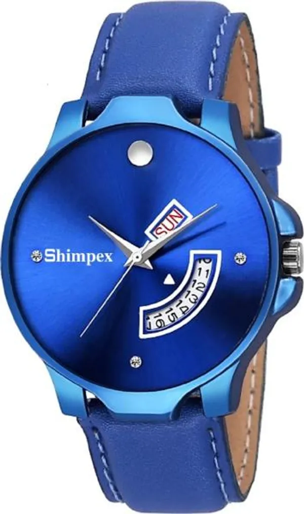 Premium_Watches_Blue_Genuine_Leather_Boys_Waterproof_With_A_One_Year_Warranty_Day_And_Date_Analog