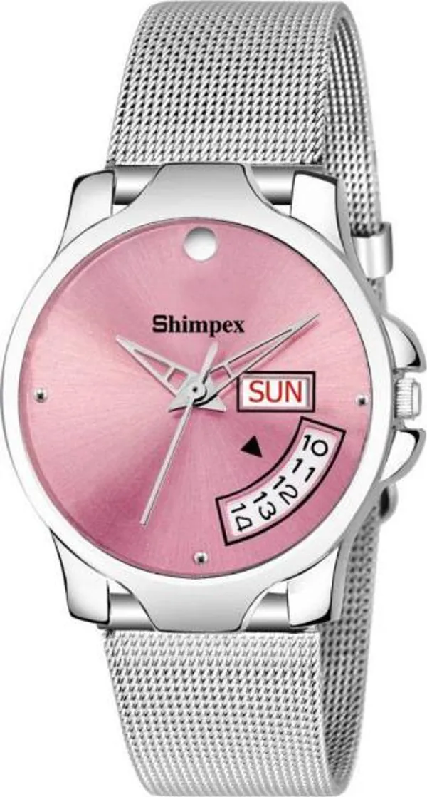 Premium_Watches_Pink_Stainless_Steel_Girls_Waterproof_With_A_One_Year_Warranty_Day_And_Date_Analog