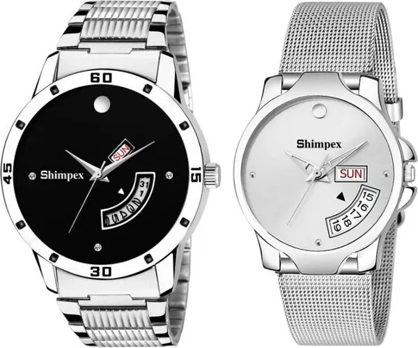 Premium_Watches_White_Genuine_Leather_Metal_Couple_Waterproof_With_A_One_Year_Warranty_Day_And_Date_Analog
