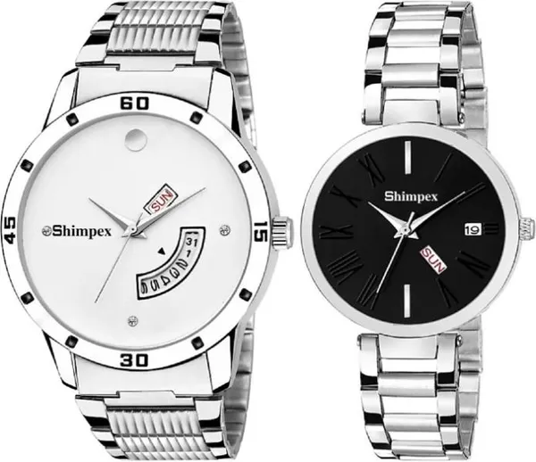Premium_Watches_Black_White_Metal_Couple_Waterproof_With_A_One_Year_Warranty_Day_And_Date_Analog