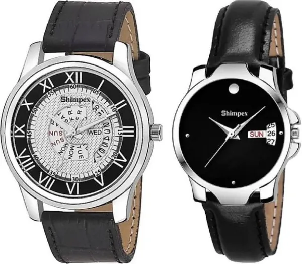 Premium_Watches_Black_Silver_Genuine_Leather_Men_&_Women_Waterproof_With_A_One_Year_Warranty_Day_And_Date_Analog