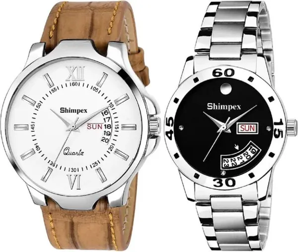 Premium_Watches_Black_Silver_Metal_Genuine_Leather_Men_&_Women_Waterproof_With_A_One_Year_Warranty_Day_And_Date_Analog