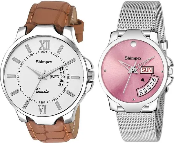 Premium_Watches_Multicolor_Genuine_Leather_Metal_Couple_Waterproof_With_A_One_Year_Warranty_Day_And_Date_Analog