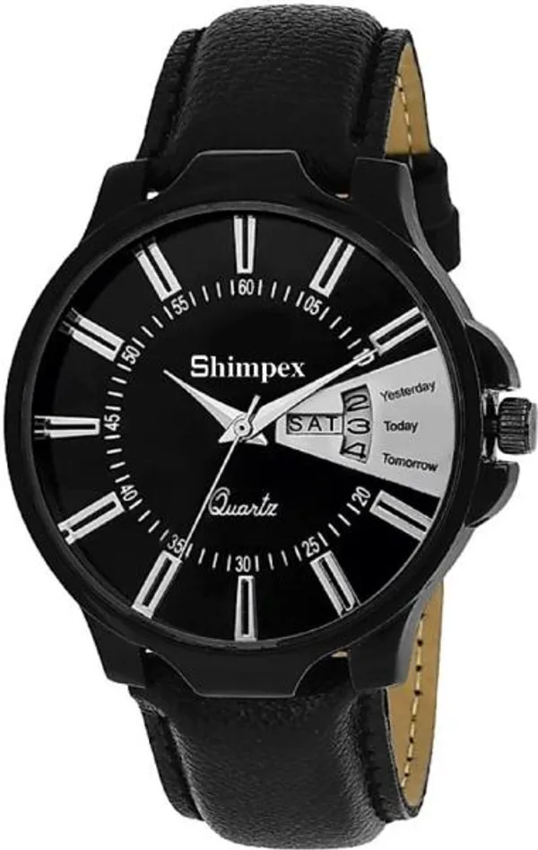 Premium_Watches_Black_Genuine_Leather_Men_Waterproof_With_A_One_Year_Warranty_Day_And_Date_Analog