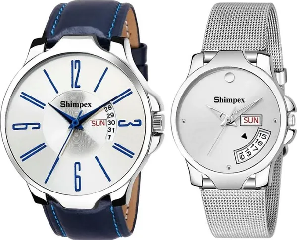 Premium_Watches_White_Genuine_Leather_Metal_Couple_Waterproof_With_A_One_Year_Warranty_Day_And_Date_Analog