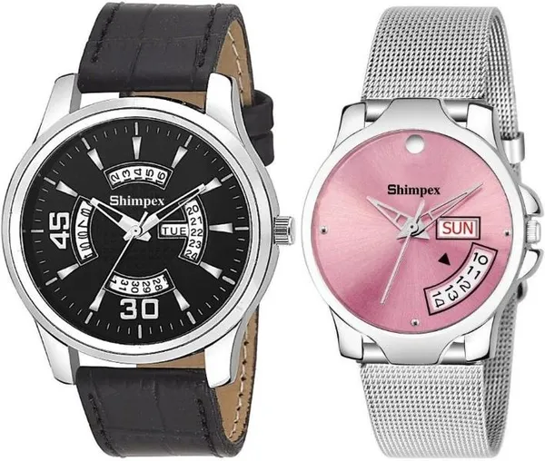 Premium_Watches_Black_Pink_Stainless_Steel_Genuine_Leather_Men_&_Women_Waterproof_With_A_One_Year_Warranty_Day_And_Date_Analog
