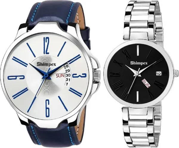 Premium_Watches_Black_White_Metal_Genuine_Leather_Couple_Waterproof_With_A_One_Year_Warranty_Day_And_Date_Analog