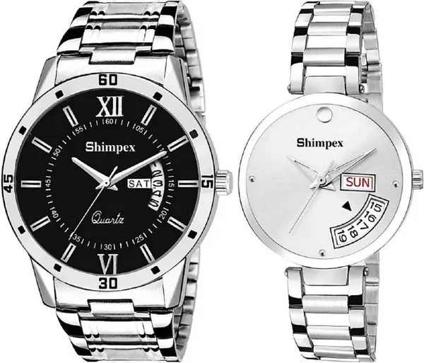 Premium_Watches_Black_White_Metal_Couple_Waterproof_With_A_One_Year_Warranty_Day_And_Date_Analog