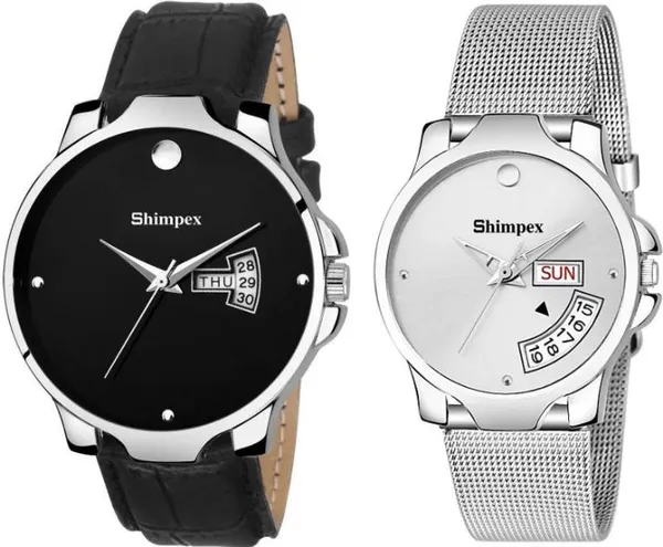 Premium_Watches_White_Genuine_Leather_Metal_Couple_Waterproof_With_A_One_Year_Warranty_Day_And_Date_Analog