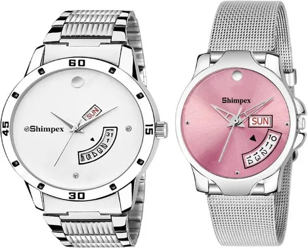 Premium_Watches_Pink_Metal_Couple_Waterproof_With_A_One_Year_Warranty_Day_And_Date_Analog