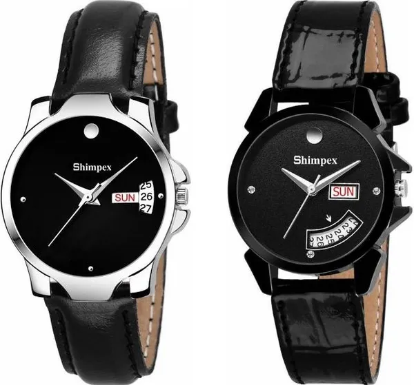 Premium_Watches_Black_Genuine_Leather_Girls_Waterproof_With_A_One_Year_Warranty_Day_And_Date_Analog