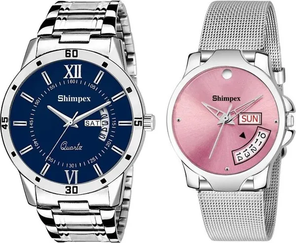 Premium_Watches_Multicolor_Genuine_Leather_Metal_Couple_Waterproof_With_A_One_Year_Warranty_Day_And_Date_Analog