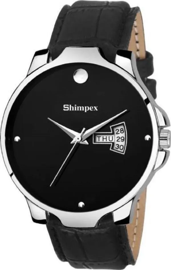 Premium_Watches_Black_Genuine_Leather_Men_Waterproof_With_A_One_Year_Warranty_Day_And_Date_Analog