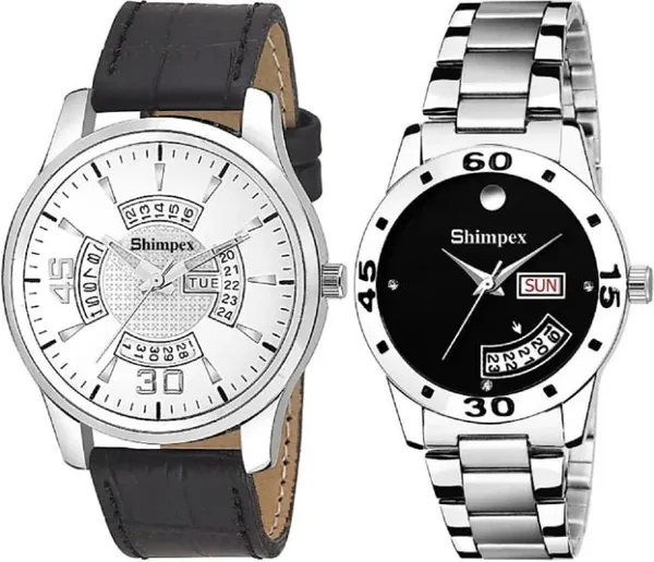 Premium_Watches_Black_White_Metal_Genuine_Leather_Couple_Waterproof_With_A_One_Year_Warranty_Day_And_Date_Analog