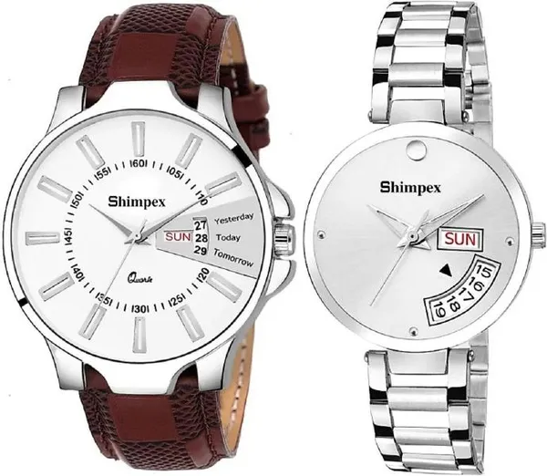 Premium_Watches_White_Silver_Metal_Genuine_Leather_Men_&_Women_Waterproof_With_A_One_Year_Warranty_Day_And_Date_Analog