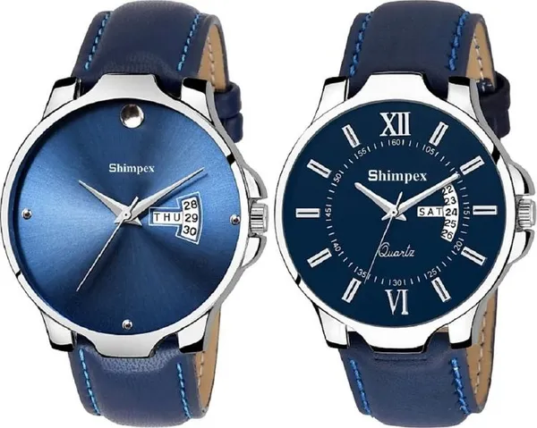 Premium_Watches_Blue_Genuine_Leather_Boys_Waterproof_With_A_One_Year_Warranty_Day_And_Date_Analog