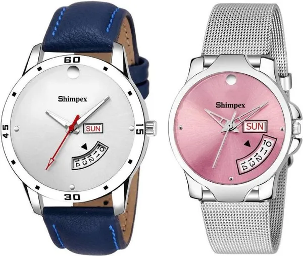 Premium_Watches_Silver_Genuine_Leather_Metal_Couple_Waterproof_With_A_One_Year_Warranty_Day_And_Date_Analog
