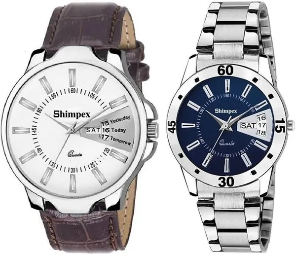 Premium_Watches_White_Genuine_Leather_Metal_Boys_&_Girls_Waterproof_With_A_One_Year_Warranty_Day_And_Date_Analog