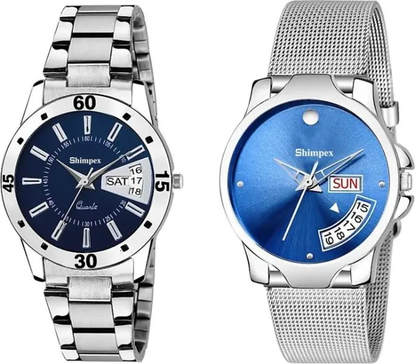 Premium_Watches_Blue_Metal_Couple_Waterproof_With_A_One_Year_Warranty_Day_And_Date_Analog