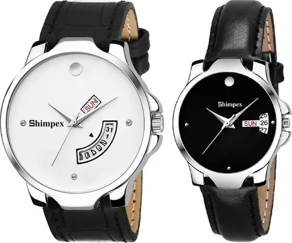 Premium_Watches_White_Genuine_Leather_Men_&_Women_Waterproof_With_A_One_Year_Warranty_Day_And_Date_Analog