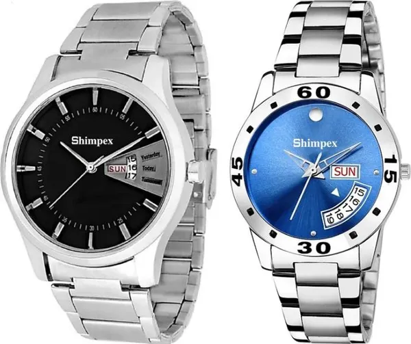 Premium_Watches_Blue_Metal_Couple_Waterproof_With_A_One_Year_Warranty_Day_And_Date_Analog