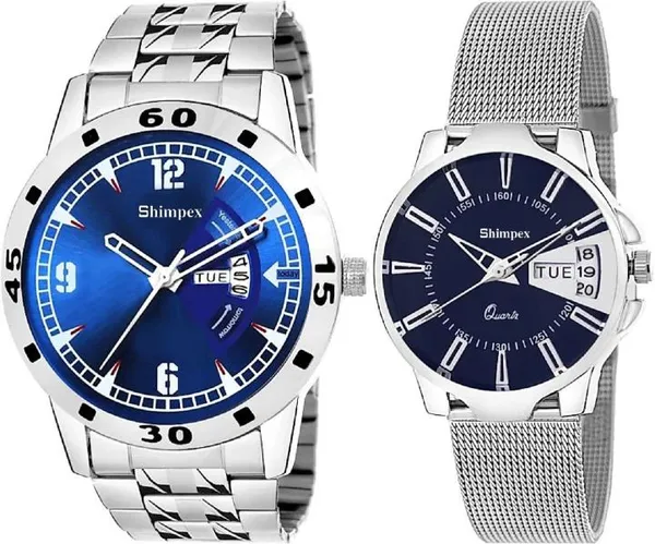 Premium_Watches_Blue_Metal_Couple_Waterproof_With_A_One_Year_Warranty_Day_And_Date_Analog