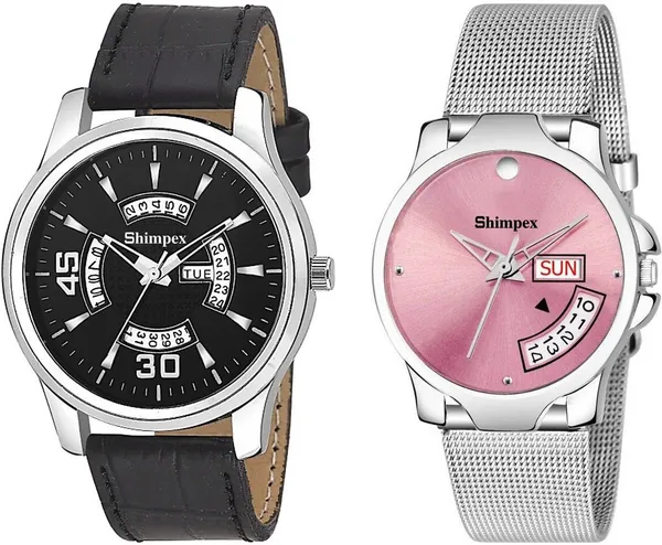 Premium_Watches_Multicolor_Genuine_Leather_Metal_Couple_Waterproof_With_A_One_Year_Warranty_Day_And_Date_Analog