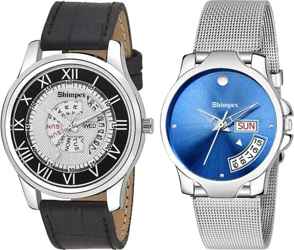 Premium_Watches_Blue_Metal_Couple_Waterproof_With_A_One_Year_Warranty_Day_And_Date_Analog