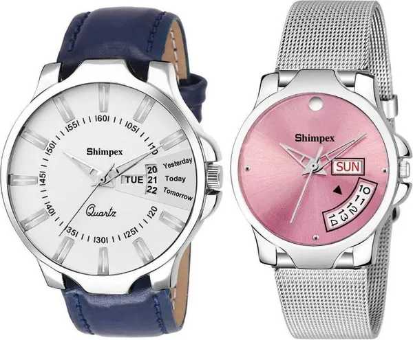 Premium_Watches_White_Genuine_Leather_Metal_Couple_Waterproof_With_A_One_Year_Warranty_Day_And_Date_Analog
