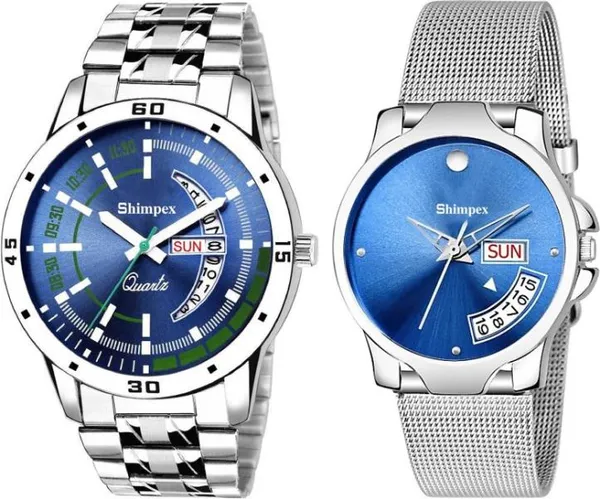 Premium_Watches_Blue_Metal_Couple_Waterproof_With_A_One_Year_Warranty_Day_And_Date_Analog