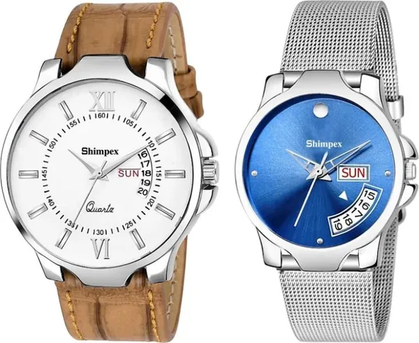 Premium_Watches_White_Metal_Genuine_Leather_Boys_&_Girls_Waterproof_With_A_One_Year_Warranty_Day_And_Date_Analog