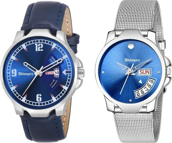 Premium_Watches_Blue_Metal_Couple_Waterproof_With_A_One_Year_Warranty_Day_And_Date_Analog
