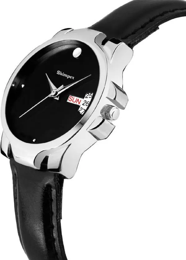 Premium_Watches_Black_Genuine_Leather_Couple_Waterproof_With_A_One_Year_Warranty_Day_And_Date_Analog