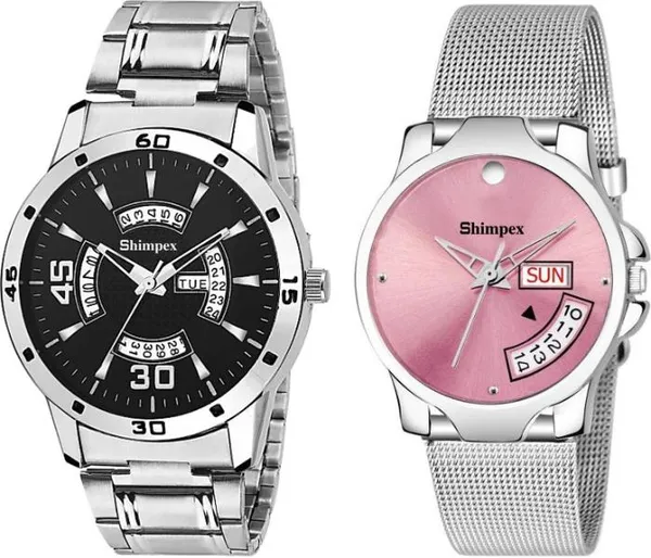 Premium_Watches_White_Genuine_Leather_Metal_Couple_Waterproof_With_A_One_Year_Warranty_Day_And_Date_Analog