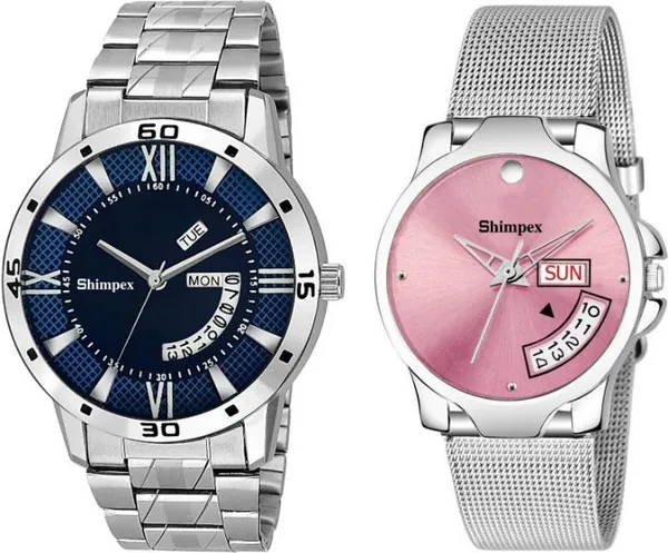 Premium_Watches_White_Genuine_Leather_Metal_Couple_Waterproof_With_A_One_Year_Warranty_Day_And_Date_Analog