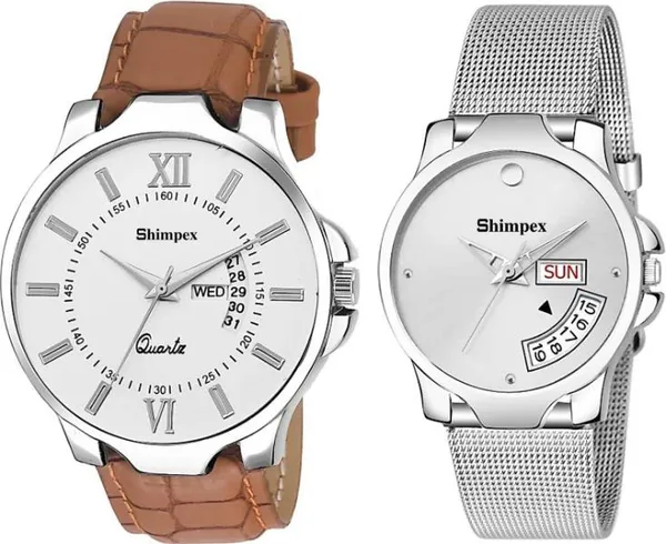 Premium_Watches_White_Metal_Couple_Waterproof_With_A_One_Year_Warranty_Day_And_Date_Analog