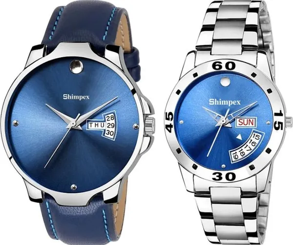 Premium_Watches_Blue_Metal_Couple_Waterproof_With_A_One_Year_Warranty_Day_And_Date_Analog