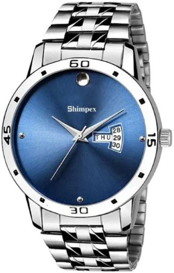 Premium_Watches_Blue_Stainless_Steel_Boys_Waterproof_With_A_One_Year_Warranty_Day_And_Date_Analog