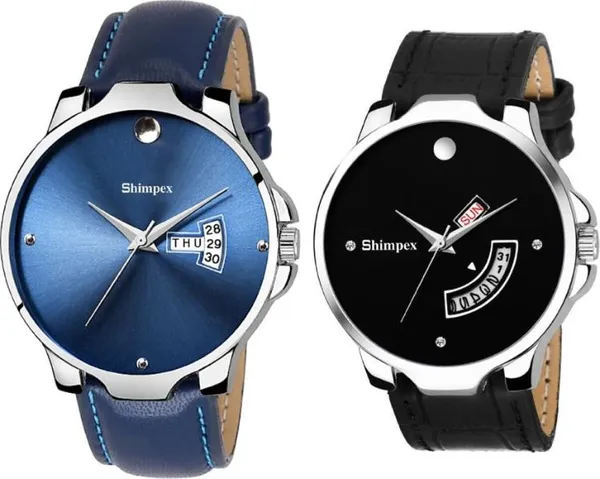 Premium_Watches_Blue_Genuine_Leather_Men_Waterproof_With_A_One_Year_Warranty_Day_And_Date_Analog