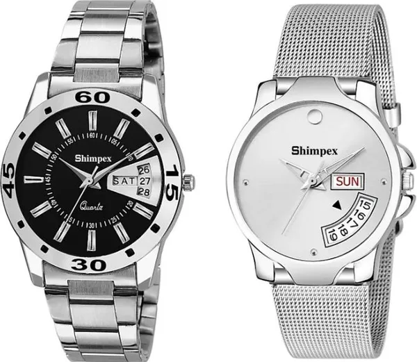 Premium_Watches_White_Metal_Couple_Waterproof_With_A_One_Year_Warranty_Day_And_Date_Analog