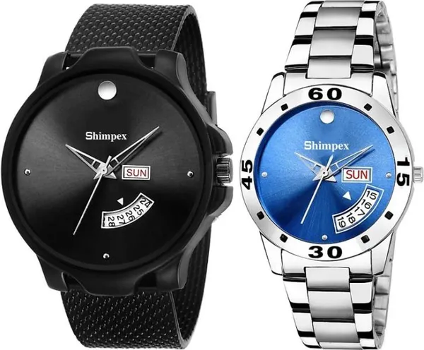Premium_Watches_Blue_Metal_Couple_Waterproof_With_A_One_Year_Warranty_Day_And_Date_Analog